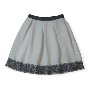 Luxe Dorothy Perkins Skirt Ivory Black Lace Romantic Elegant Pleated Lined Sz S